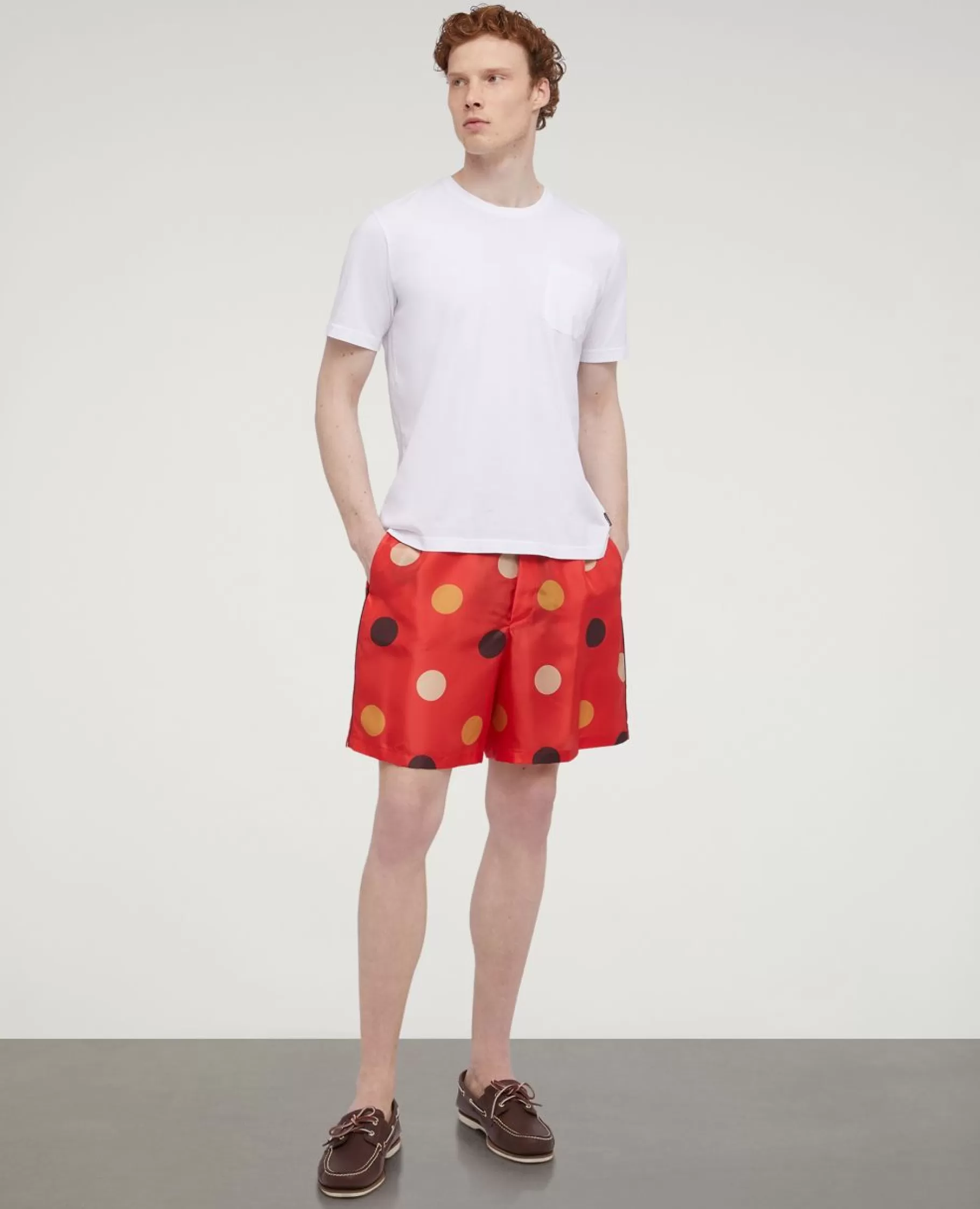 ASPESI Pantaloni E Shorts^Bermuda Di Seta A Pois Fondo Arancio