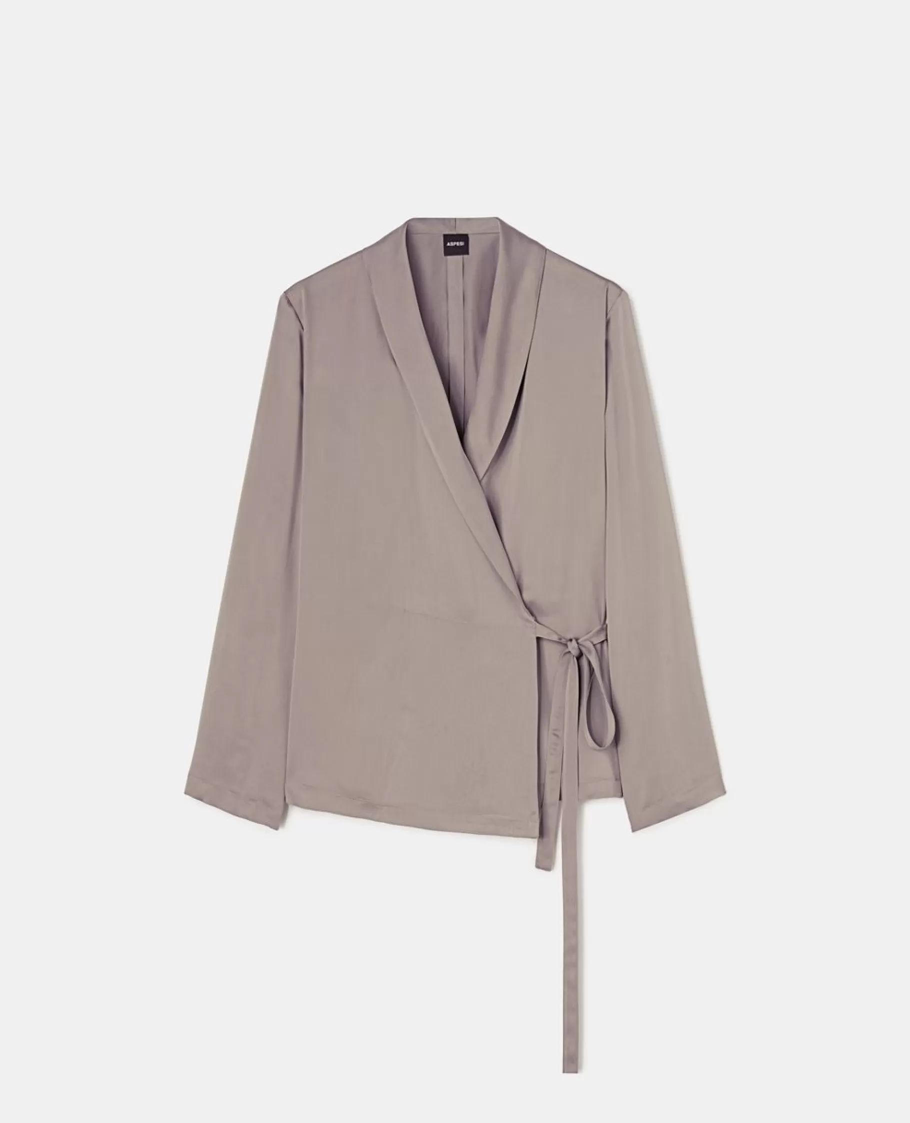 ASPESI Camicie E Top^Camicia A Kimono In Satin Grigio