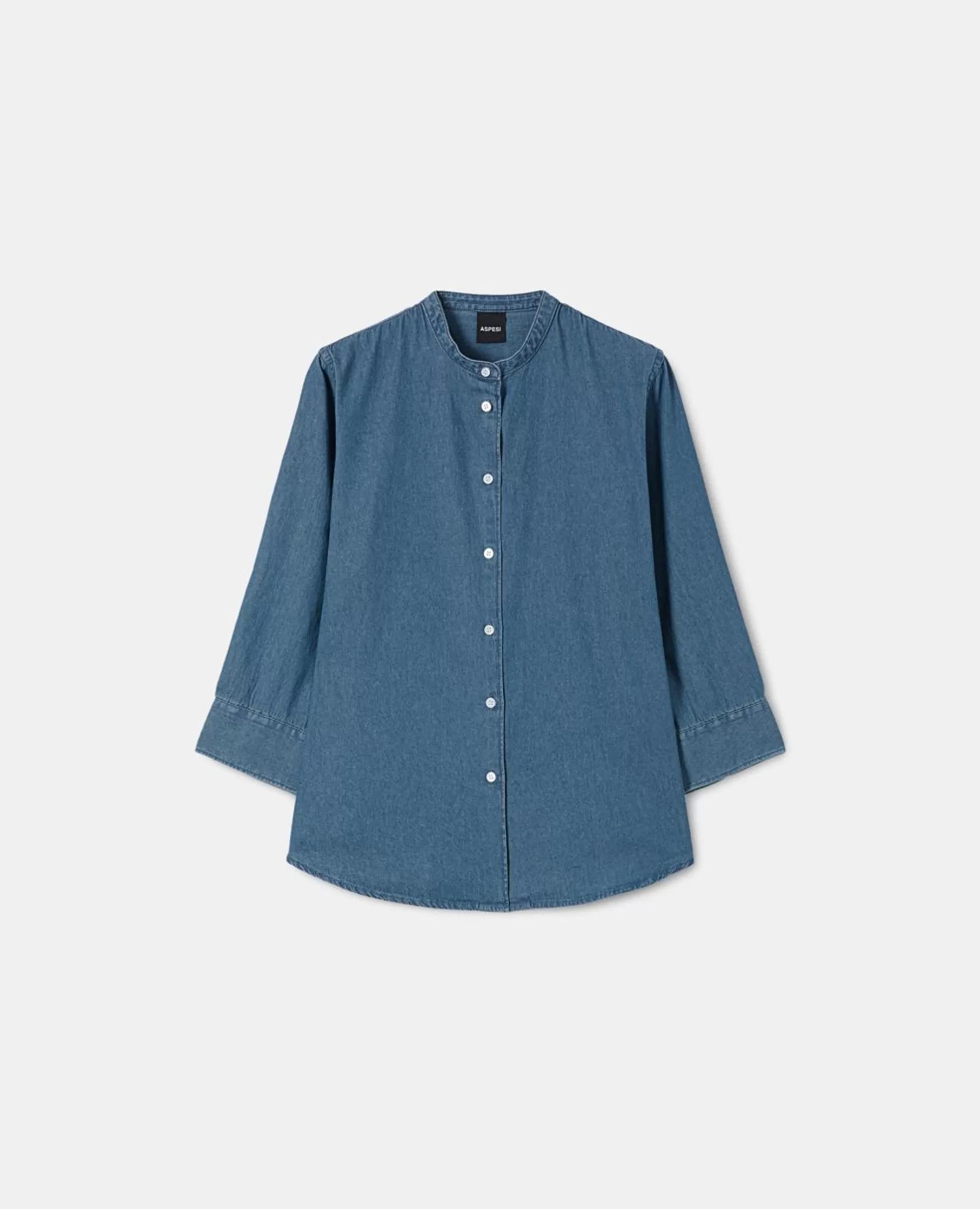 ASPESI Camicie E Top^Camicia Coreana In Denim Blu