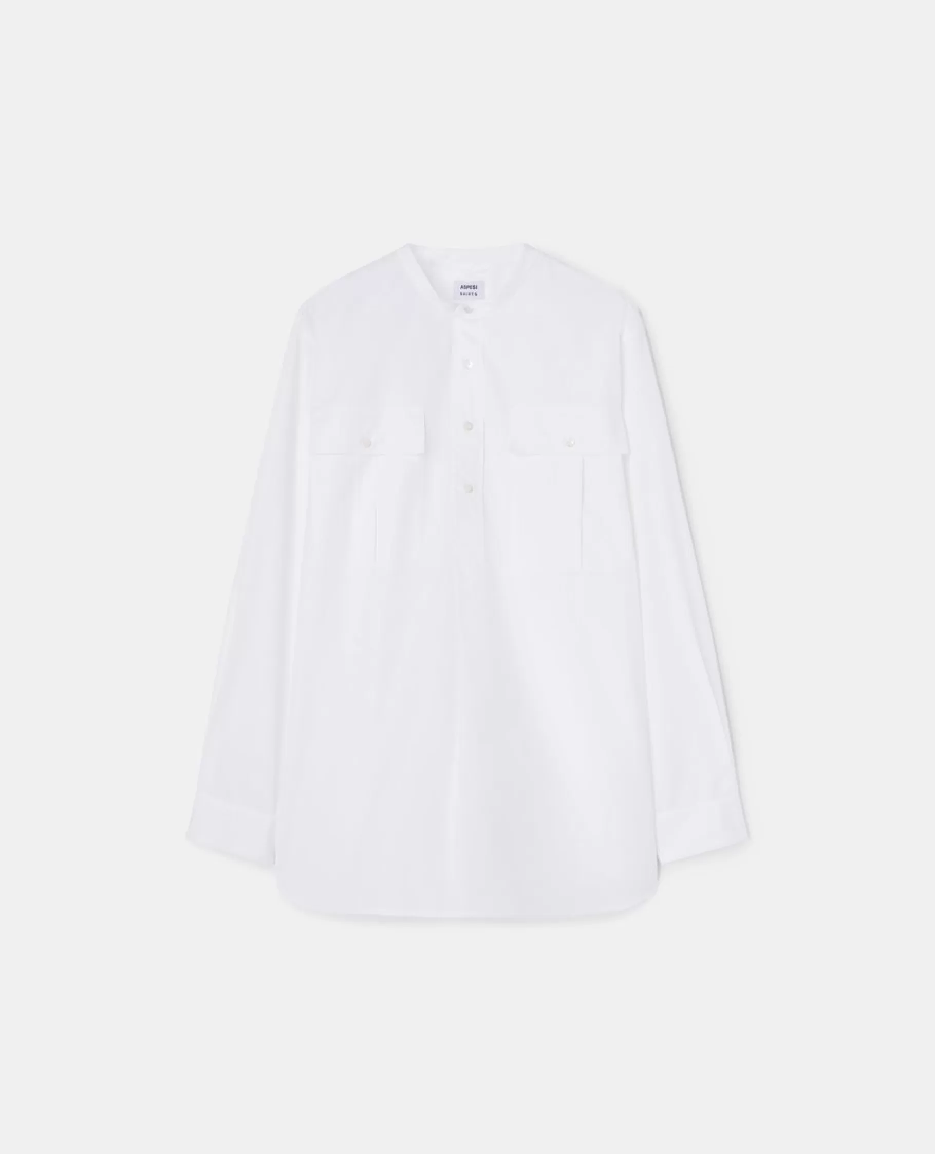ASPESI Camicie^Camicia Coreana In Popeline Con Tasconi Bianco