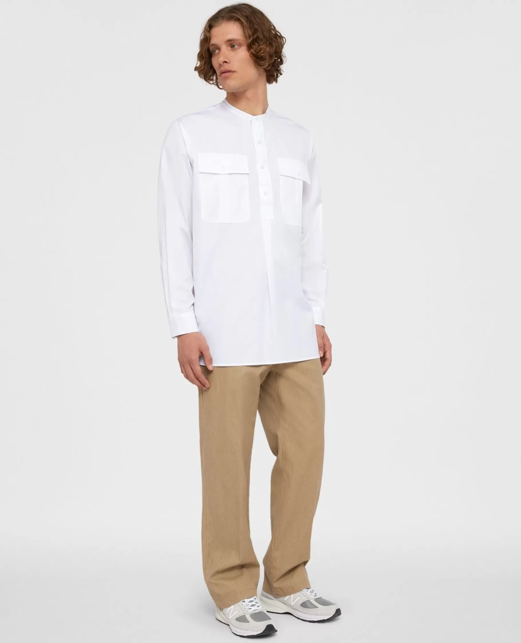 ASPESI Camicie^Camicia Coreana In Popeline Con Tasconi Bianco