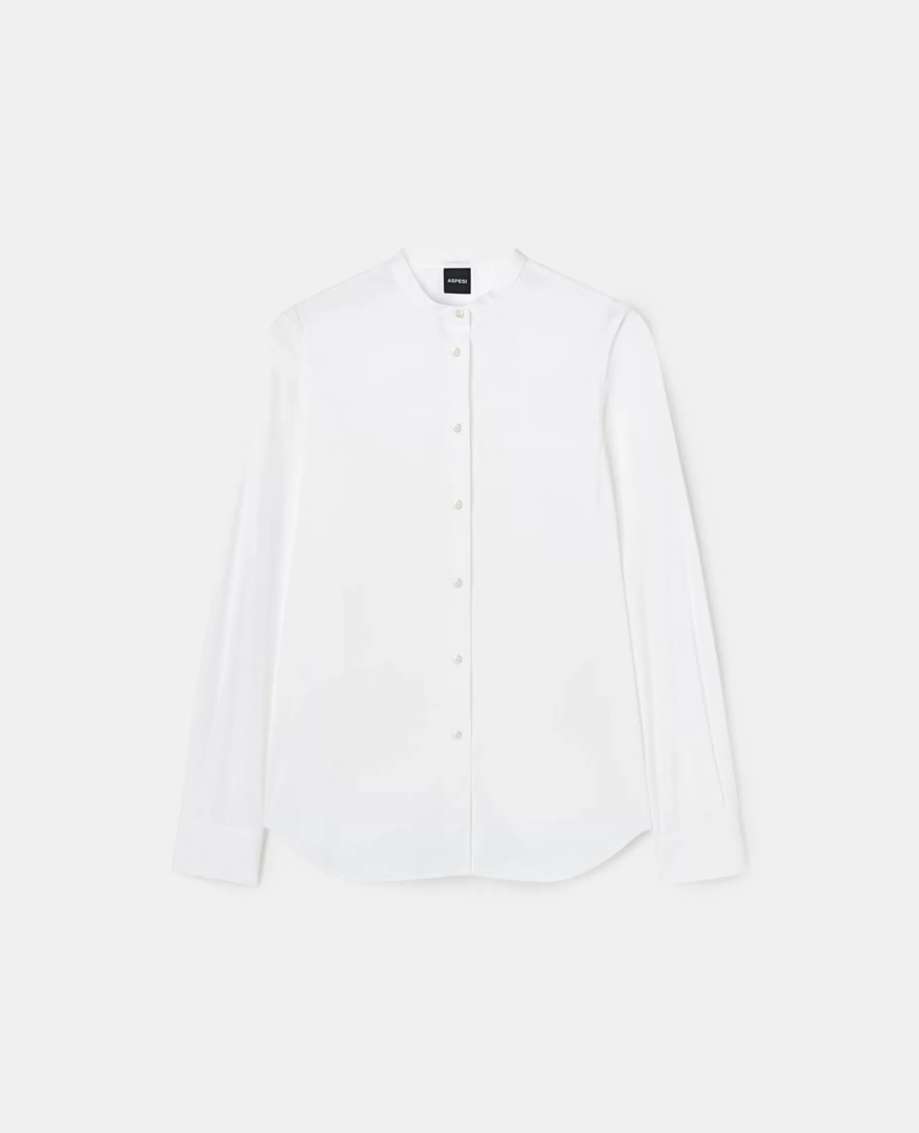 ASPESI Camicie E Top^Camicia Coreana In Popeline Stretch Bianco