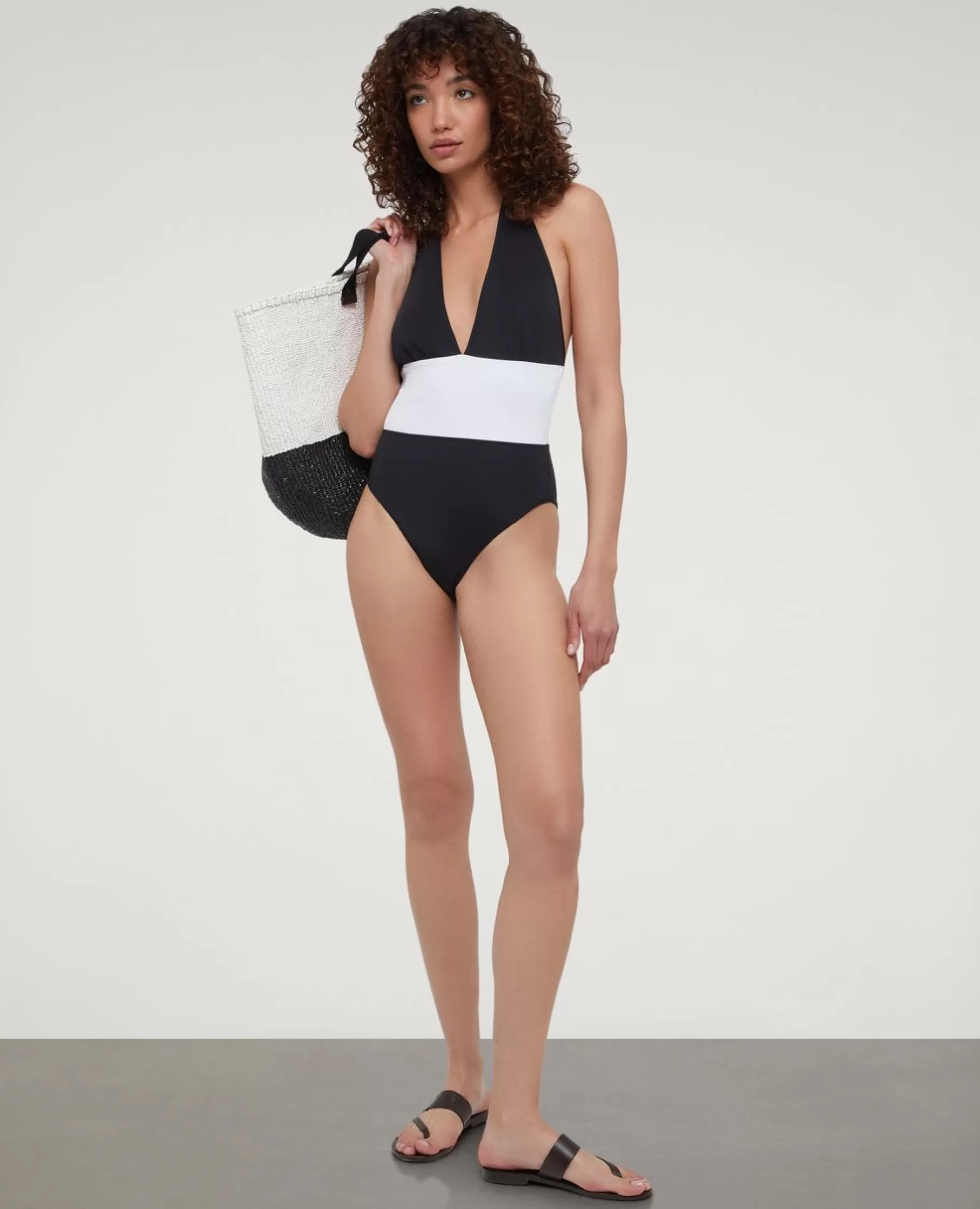 ASPESI Costumi^Costume Da Bagno Intero Con Fascia Nero-Bianco