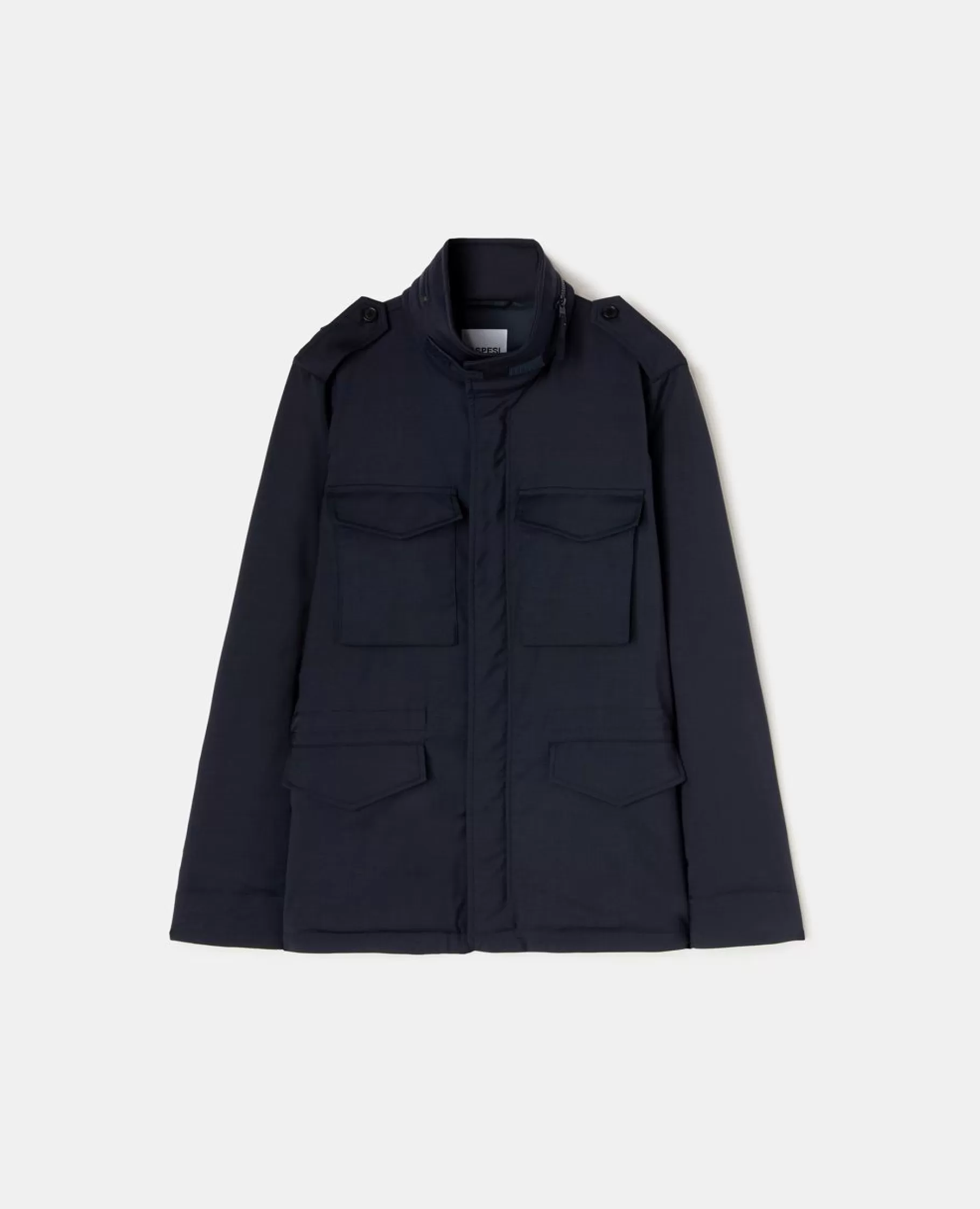 ASPESI Giacche E Blazer^Giubbotto Mini Field Vento In Lana Navy