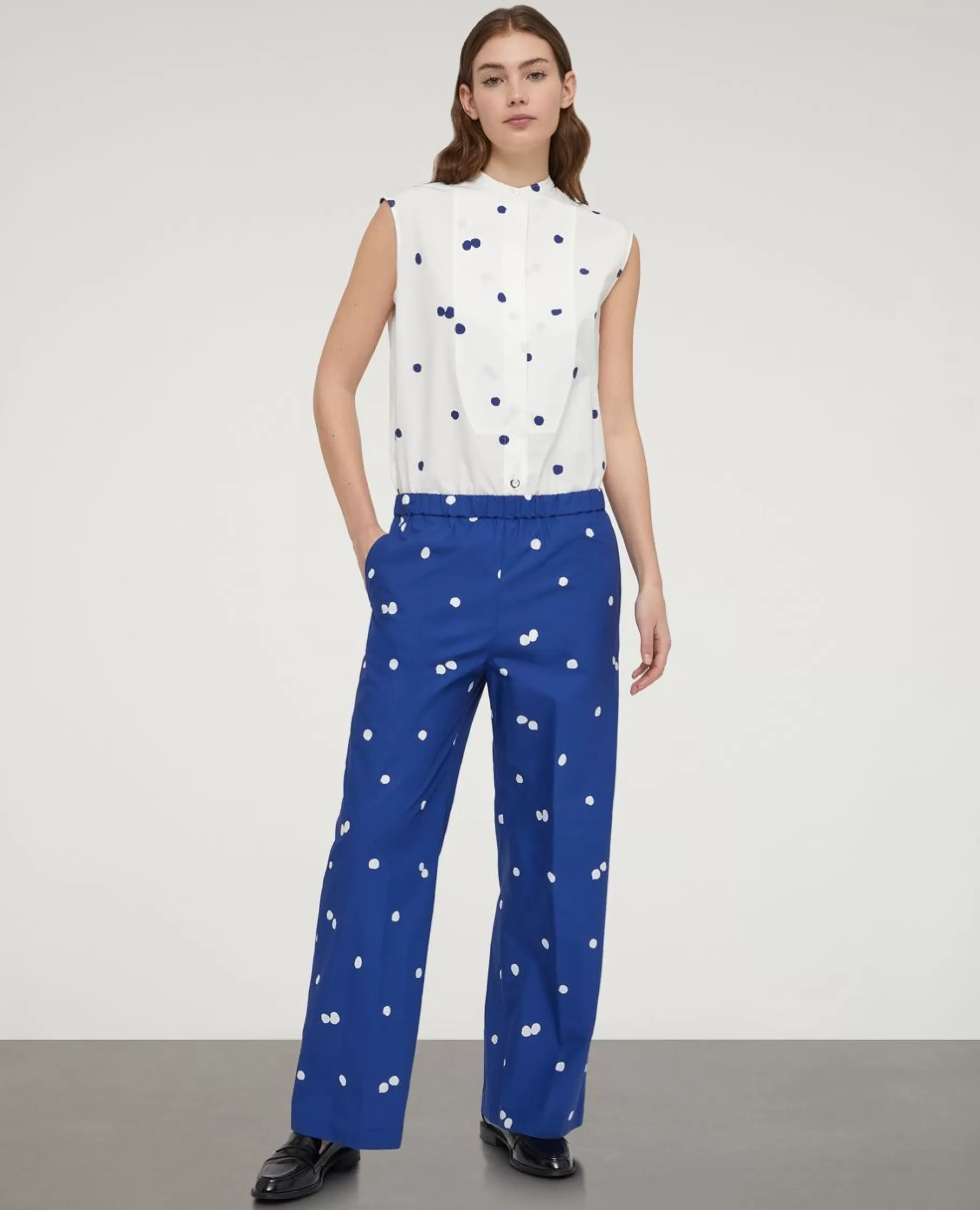 ASPESI Pantaloni E Shorts^Pantalone In Cotone A Pois Bluette