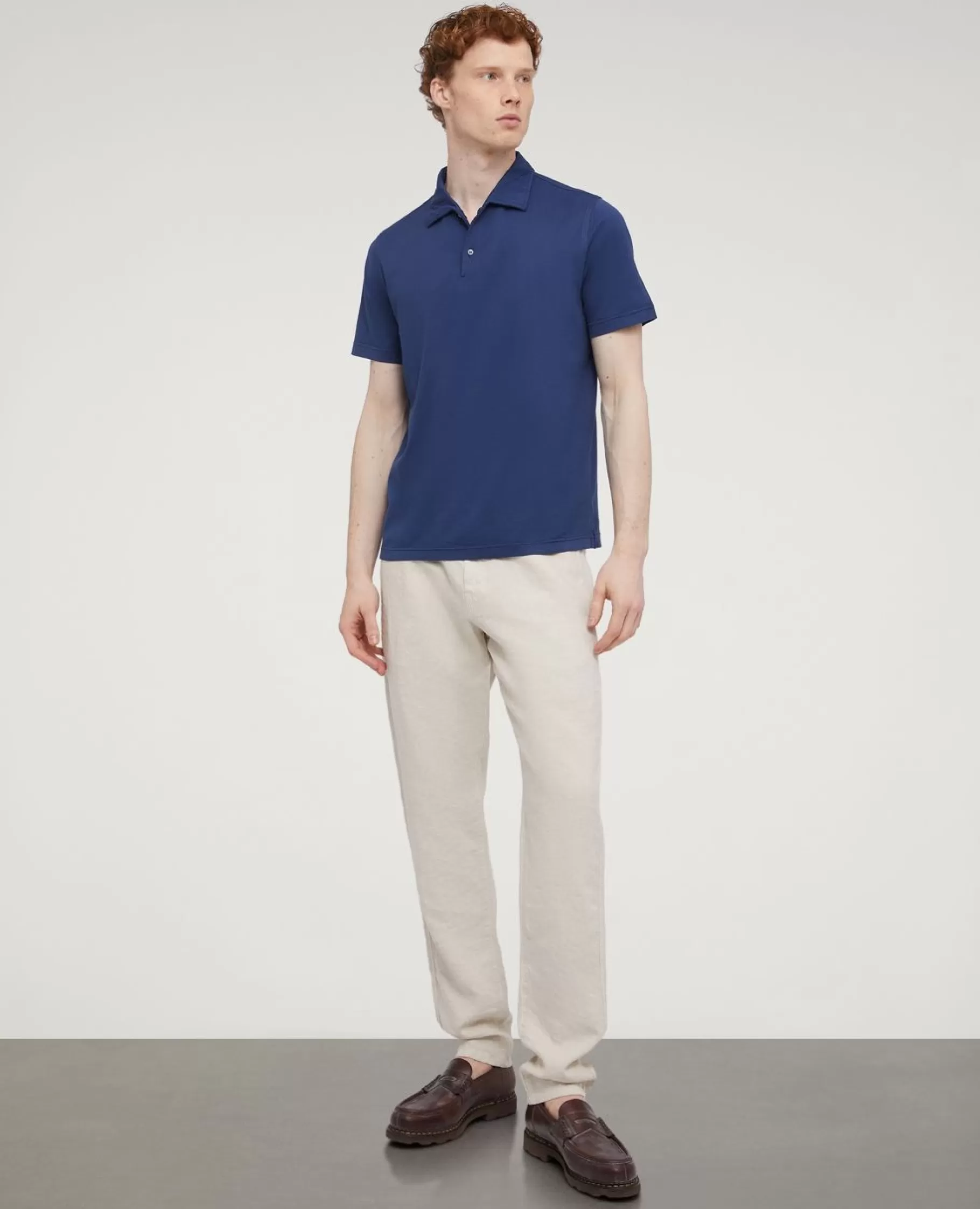 ASPESI T-Shirt E Polo^Polo A Manica Corta Di Cotone Blu