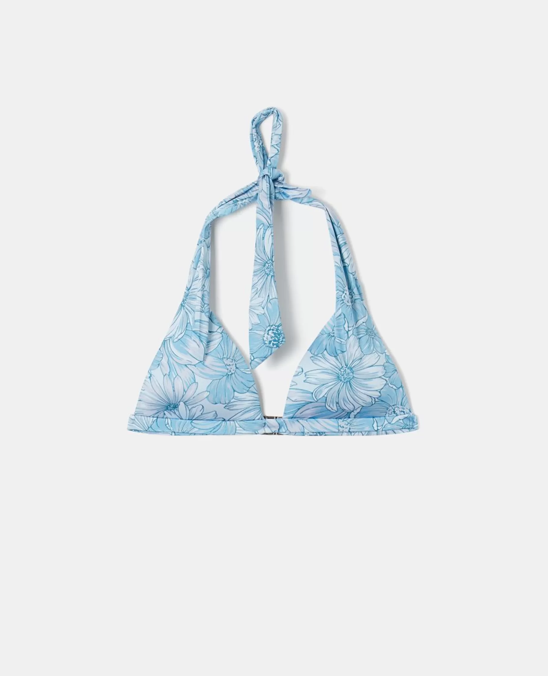 ASPESI Costumi^Top Bikini A Triangolo Stampa Floreale Azzurro