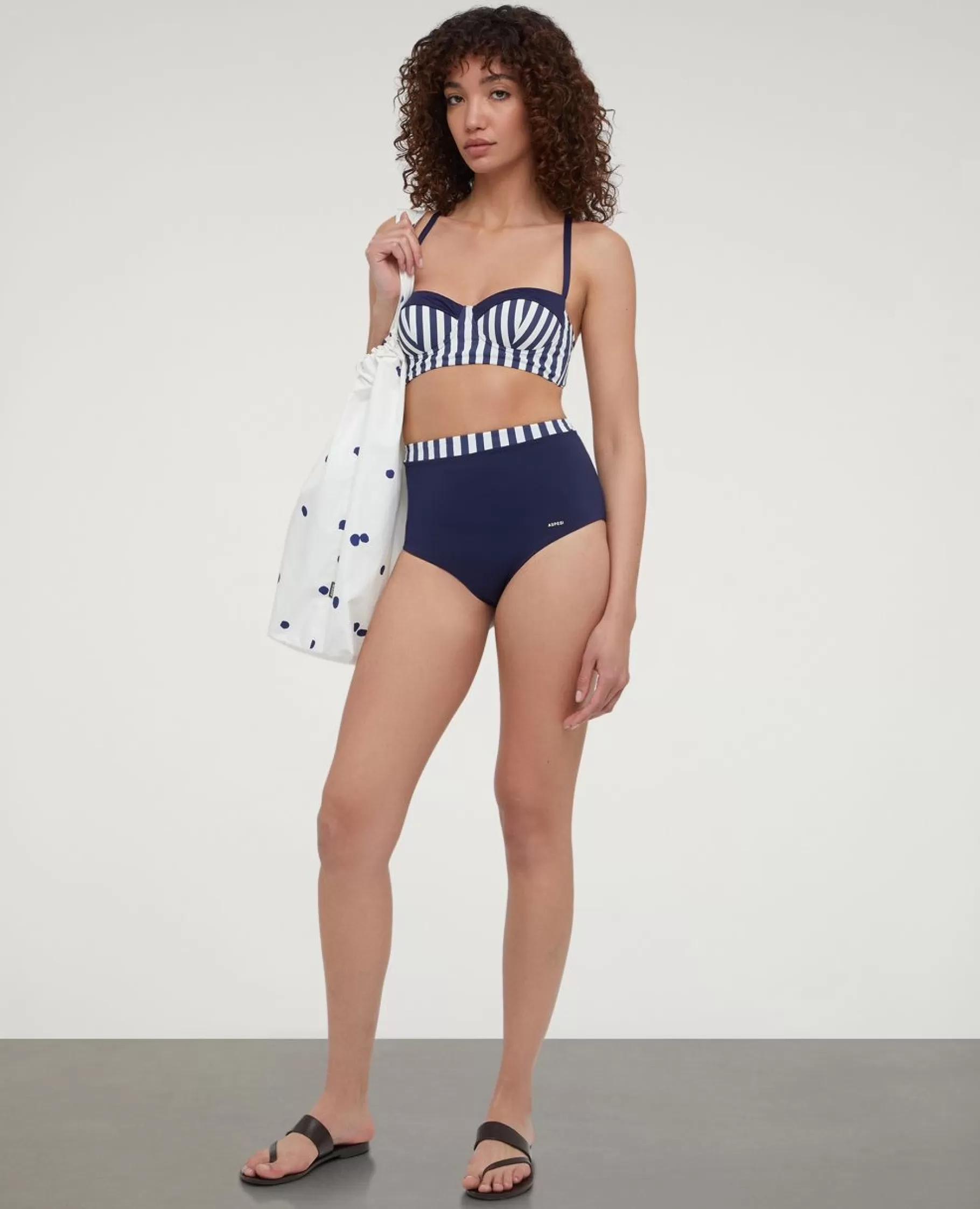 ASPESI Costumi^Top Bikini Mariniere A Balconcino White-Blu